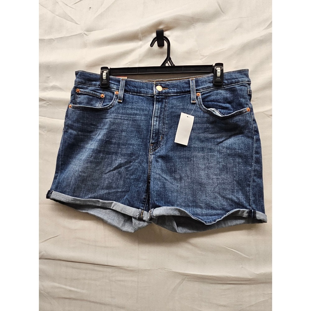Levi's Womens Mid Rise Mid-Length Shorts Blue Cotton Blend Casual‎ Size 18/34